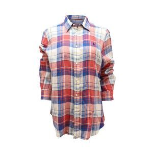 Pre Loved Ralph Lauren Vintage Plaid Linen LongSleeve Shirt Women red Shirts